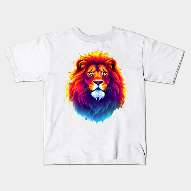 Lion Head Kids T-Shirt by mikepod